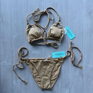 Luli fama gold bikini set